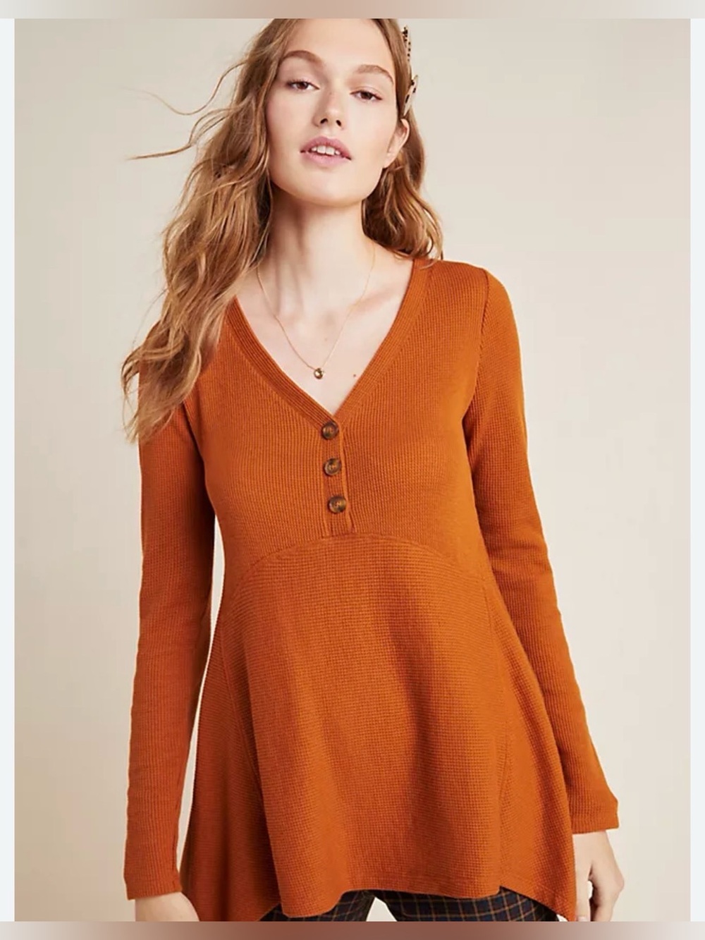 Anthropologie Maeve Eliza Henley Babydoll Tunic
Size Small | Burnt Orange